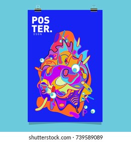 Abstract  Colorful Curvy Liquid Cover and Poster Design Template. Flat Bubble Shape Layout Design Composition and  Template.