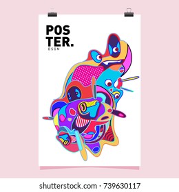 Abstract  Colorful Curvy Liquid Cover and Poster Design Template. Flat Bubble Shape Layout Design Composition and  Template.