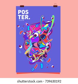 Abstract  Colorful Curvy Liquid Cover and Poster Design Template. Flat Bubble Shape Layout Design Composition and  Template.
