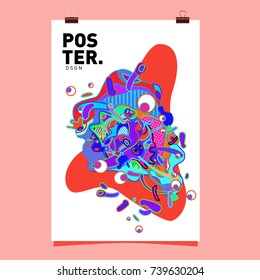 Abstract  Colorful Curvy Liquid Cover and Poster Design Template. Flat Bubble Shape Layout Design Composition and  Template.