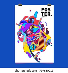 Abstract  Colorful Curvy Liquid Cover and Poster Design Template. Flat Bubble Shape Layout Design Composition and  Template.