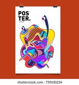 Abstract  Colorful Curvy Liquid Cover and Poster Design Template. Flat Bubble Shape Layout Design Composition and  Template.