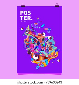 Abstract  Colorful Curvy Liquid Cover and Poster Design Template. Flat Bubble Shape Layout Design Composition and  Template.