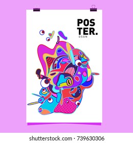Abstract  Colorful Curvy Liquid Cover and Poster Design Template. Flat Bubble Shape Layout Design Composition and  Template.