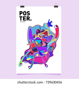 Abstract  Colorful Curvy Liquid Cover and Poster Design Template. Flat Bubble Shape Layout Design Composition and  Template.