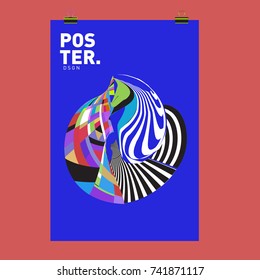 Abstract  Colorful Curvy Liquid Cover and Poster Design Template. Flat Line Shape and Pattern Layout Design Template.