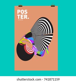 Abstract  Colorful Curvy Liquid Cover and Poster Design Template. Flat Line Shape and Pattern Layout Design Template.