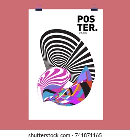 Abstract  Colorful Curvy Liquid Cover and Poster Design Template. Flat Line Shape and Pattern Layout Design Template.