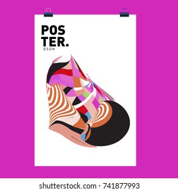 Abstract  Colorful Curvy Liquid Cover and Poster Design Template. Flat Line Shape and Pattern Layout Design Template.