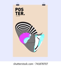 Abstract  Colorful Curvy Liquid Cover and Poster Design Template. Flat Line Shape and Pattern Layout Design Template.