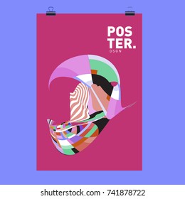 Abstract  Colorful Curvy Liquid Cover and Poster Design Template. Flat Line Shape and Pattern Layout Design Template.