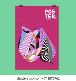 Abstract  Colorful Curvy Liquid Cover and Poster Design Template. Flat Line Shape and Pattern Layout Design Template.