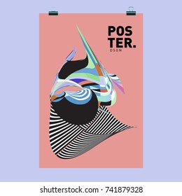 Abstract  Colorful Curvy Liquid Cover and Poster Design Template. Flat Line Shape and Pattern Layout Design Template.