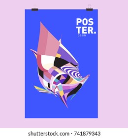 Abstract  Colorful Curvy Liquid Cover and Poster Design Template. Flat Line Shape and Pattern Layout Design Template.