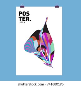 Abstract  Colorful Curvy Liquid Cover and Poster Design Template. Flat Line Shape and Pattern Layout Design Template.