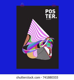 Abstract  Colorful Curvy Liquid Cover and Poster Design Template. Flat Line Shape and Pattern Layout Design Template.