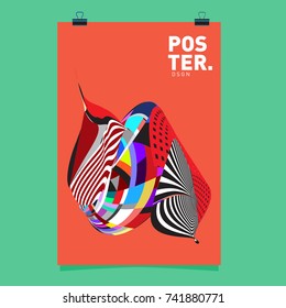 Abstract  Colorful Curvy Liquid Cover and Poster Design Template. Flat Line Shape and Pattern Layout Design Template.