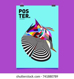 Abstract  Colorful Curvy Liquid Cover and Poster Design Template. Flat Line Shape and Pattern Layout Design Template.