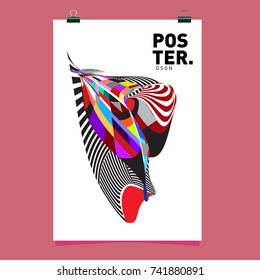 Abstract  Colorful Curvy Liquid Cover and Poster Design Template. Flat Line Shape and Pattern Layout Design Template.