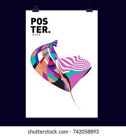 Abstract  Colorful Curvy Liquid Cover and Poster Design Template. Flat Line Shape and Pattern Layout Design Template.