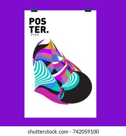 Abstract  Colorful Curvy Liquid Cover and Poster Design Template. Flat Line Shape and Pattern Layout Design Template.