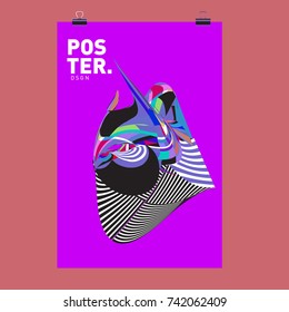 Abstract  Colorful Curvy Liquid Cover and Poster Design Template. Flat Line Shape and Pattern Layout Design Template.