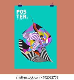 Abstract  Colorful Curvy Liquid Cover and Poster Design Template. Flat Line Shape and Pattern Layout Design Template.