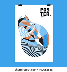 Abstract  Colorful Curvy Liquid Cover and Poster Design Template. Flat Line Shape and Pattern Layout Design Template.