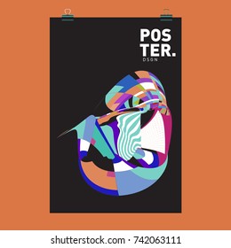 Abstract  Colorful Curvy Liquid Cover and Poster Design Template. Flat Line Shape and Pattern Layout Design Template.