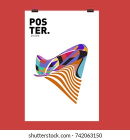 Abstract  Colorful Curvy Liquid Cover and Poster Design Template. Flat Line Shape and Pattern Layout Design Template.