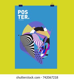 Abstract  Colorful Curvy Liquid Cover and Poster Design Template. Flat Line Shape and Pattern Layout Design Template.