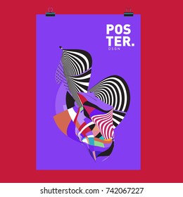 Abstract  Colorful Curvy Liquid Cover and Poster Design Template. Flat Line Shape and Pattern Layout Design Template.