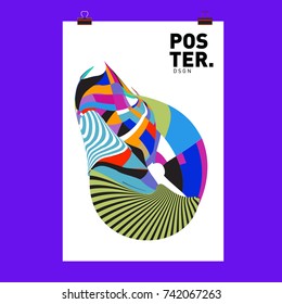 Abstract  Colorful Curvy Liquid Cover and Poster Design Template. Flat Line Shape and Pattern Layout Design Template.