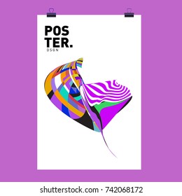 Abstract  Colorful Curvy Liquid Cover and Poster Design Template. Flat Line Shape and Pattern Layout Design Template.