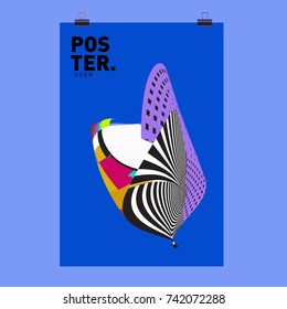 Abstract  Colorful Curvy Liquid Cover and Poster Design Template. Flat Line Shape and Pattern Layout Design Template.
