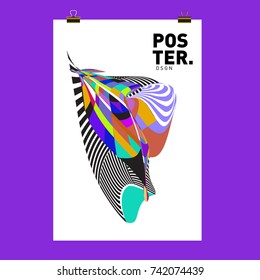 Abstract  Colorful Curvy Liquid Cover and Poster Design Template. Flat Line Shape and Pattern Layout Design Template.