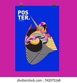 Abstract  Colorful Curvy Liquid Cover and Poster Design Template. Flat Line Shape and Pattern Layout Design Template.