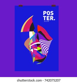 Abstract  Colorful Curvy Liquid Cover and Poster Design Template. Flat Line Shape and Pattern Layout Design Template.
