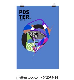 Abstract  Colorful Curvy Liquid Cover and Poster Design Template. Flat Line Shape and Pattern Layout Design Template.