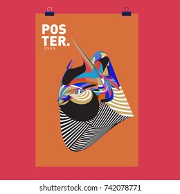 Abstract  Colorful Curvy Liquid Cover and Poster Design Template. Flat Line Shape and Pattern Layout Design Template.