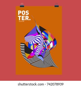 Abstract  Colorful Curvy Liquid Cover and Poster Design Template. Flat Line Shape and Pattern Layout Design Template.