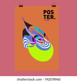 Abstract  Colorful Curvy Liquid Cover and Poster Design Template. Flat Line Shape and Pattern Layout Design Template.