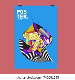 Abstract  Colorful Curvy Liquid Cover and Poster Design Template. Flat Line Shape and Pattern Layout Design Template.