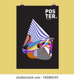 Abstract  Colorful Curvy Liquid Cover and Poster Design Template. Flat Line Shape and Pattern Layout Design Template.