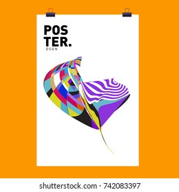 Abstract  Colorful Curvy Liquid Cover and Poster Design Template. Flat Line Shape and Pattern Layout Design Template.