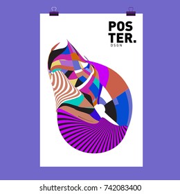 Abstract  Colorful Curvy Liquid Cover and Poster Design Template. Flat Line Shape and Pattern Layout Design Template.