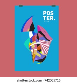 Abstract  Colorful Curvy Liquid Cover and Poster Design Template. Flat Line Shape and Pattern Layout Design Template.