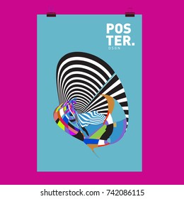 Abstract  Colorful Curvy Liquid Cover and Poster Design Template. Flat Line Shape and Pattern Layout Design Template.