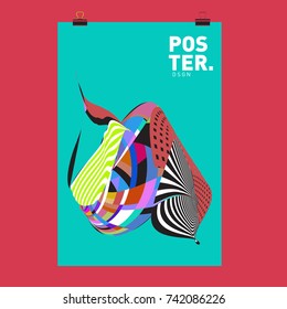 Abstract  Colorful Curvy Liquid Cover and Poster Design Template. Flat Line Shape and Pattern Layout Design Template.