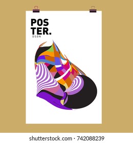 Abstract  Colorful Curvy Liquid Cover and Poster Design Template. Flat Line Shape and Pattern Layout Design Template.